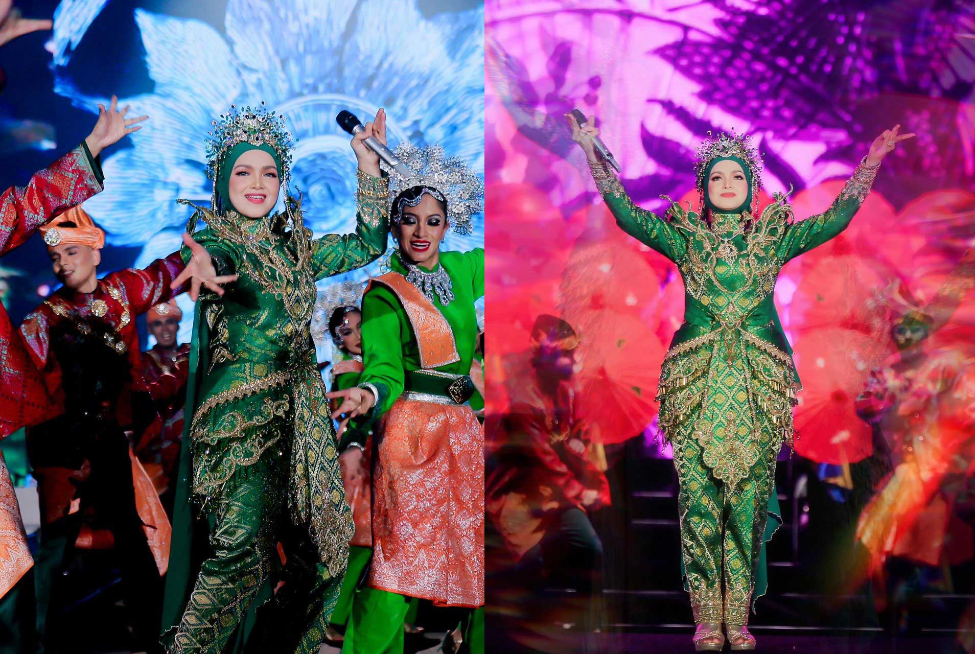 Songket Hijau ‘Terbang’ di Bukit Jalil, Bianca Bella Lakar Sejarah Bersama Siti Nurhaliza