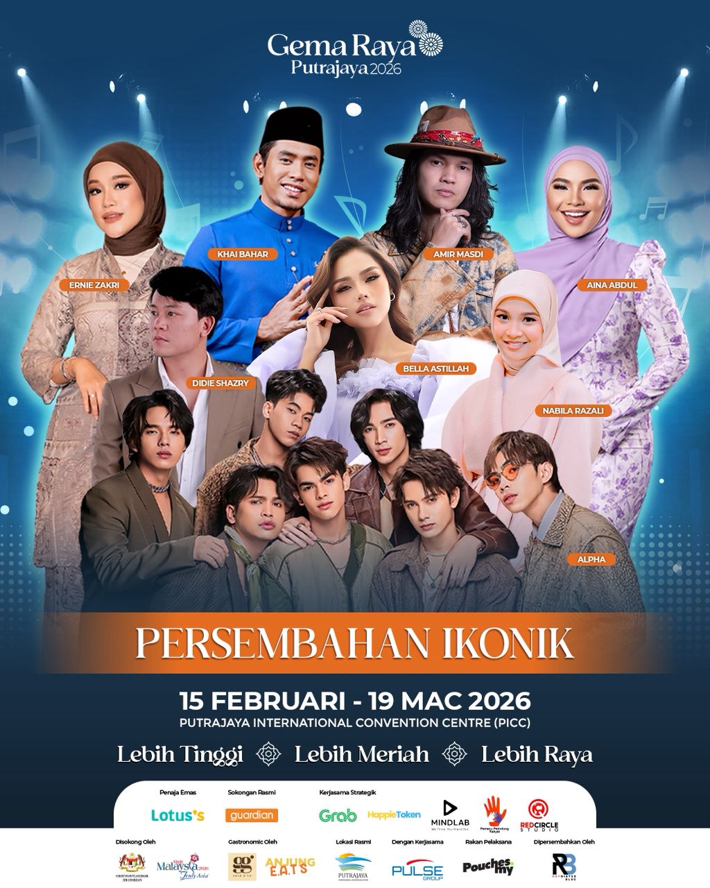 Aina Abdul, Ernie Zakri Antara Artis Popular Bakal Meriahkan Gema Raya Putrajaya 2026