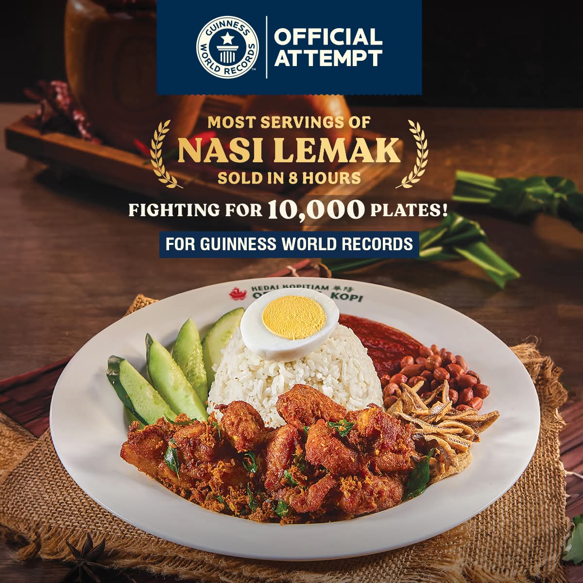 Oriental Kopi Sasar Rekod Dunia Guinness, Jualan 10,000 Nasi Lemak Dalam 8 Jam