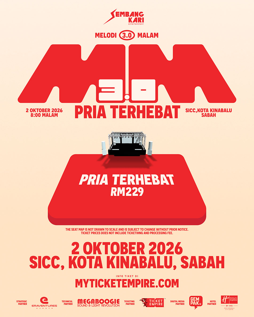 Gabungan Sal Priadi, Raim Laode Dalam Melodi Malam 3.0 di Kota Kinabalu Oktober Ini