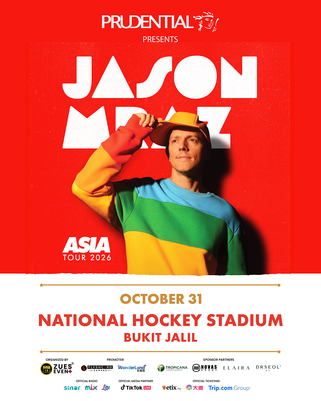 Konsert Jason Mraz di KL: Tiket Kategori Baharu Bermula RM258 Mula Dijual 12 Ogos
