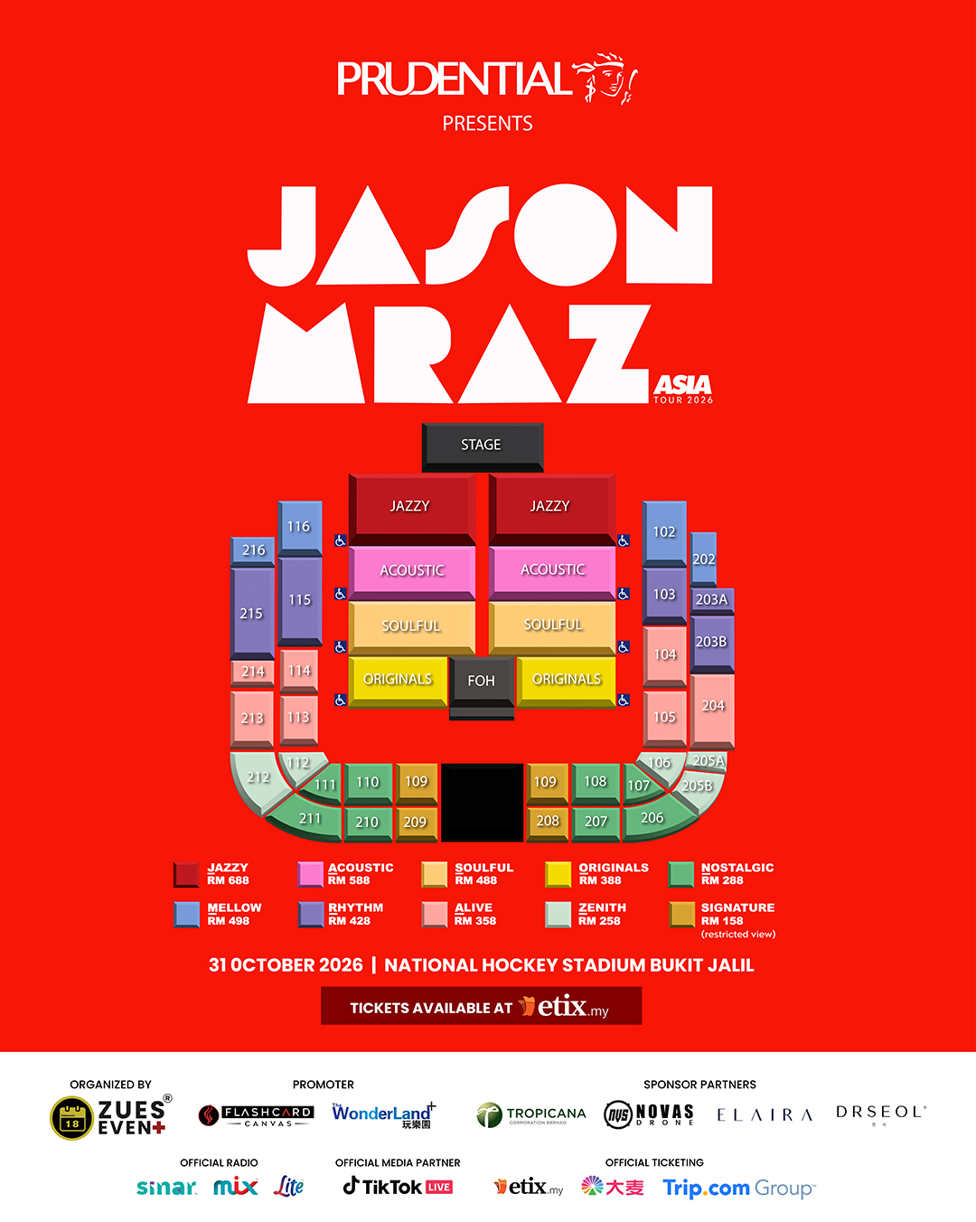Konsert Jason Mraz di KL: Tiket Kategori Baharu Bermula RM258 Mula Dijual 12 Ogos