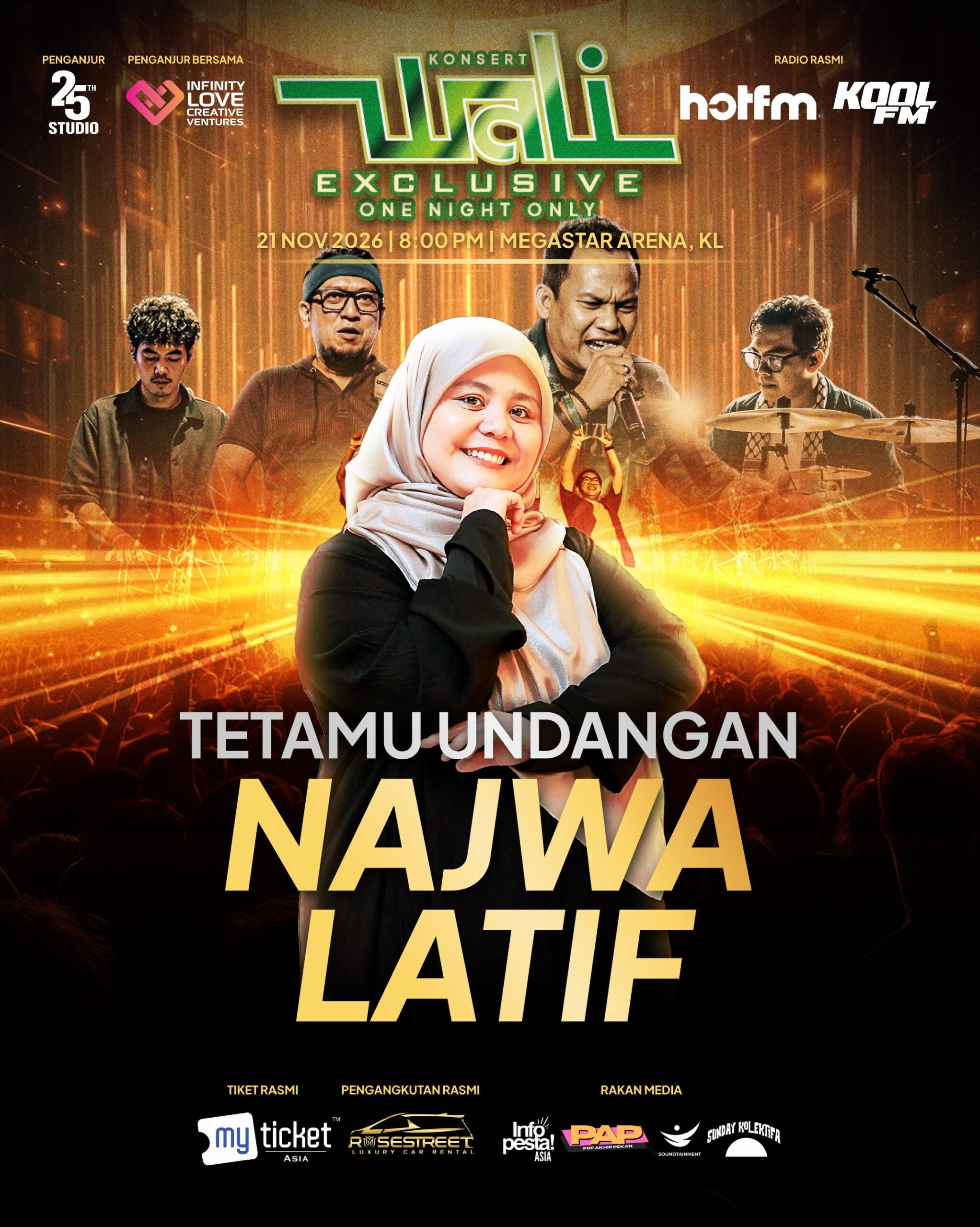 Wali Exclusive di Megastar Arena November Ini, Najwa Latif Pembuka Tirai