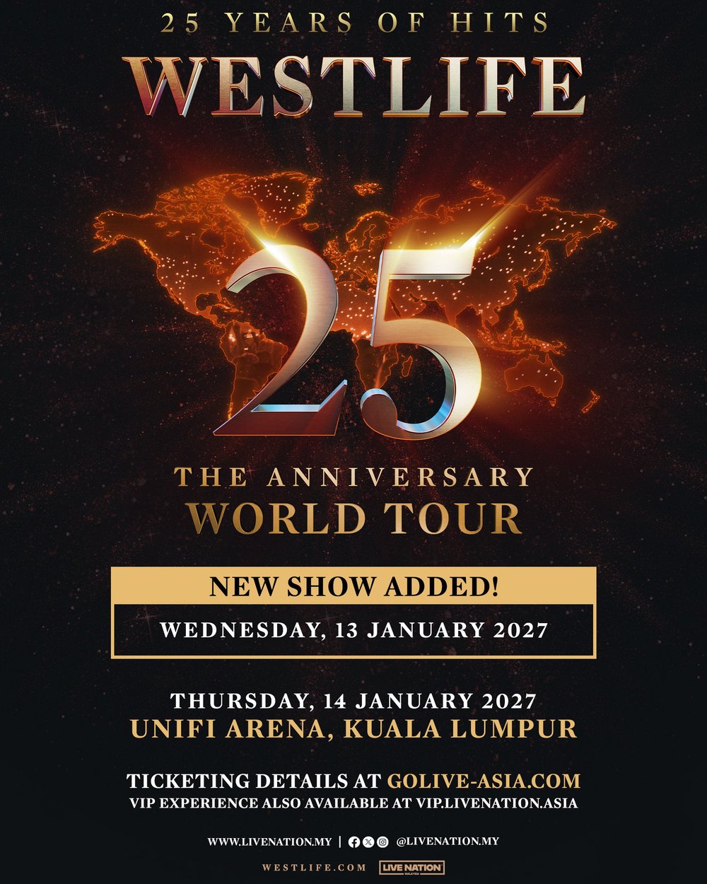 Westlife Umum Malam Kedua di Kuala Lumpur Januari 2027