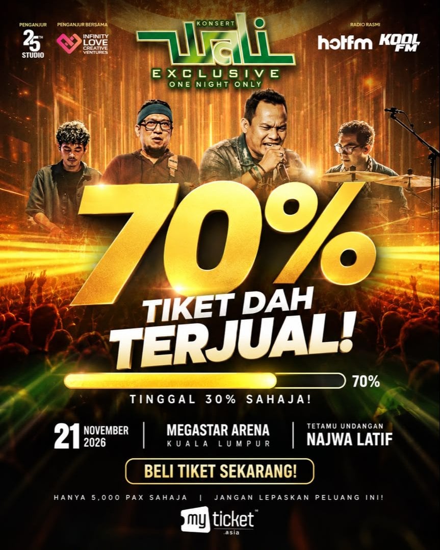 Konsert Wali Band November Ini Laku Keras, Tinggal 30 Peratus Baki Tiket!